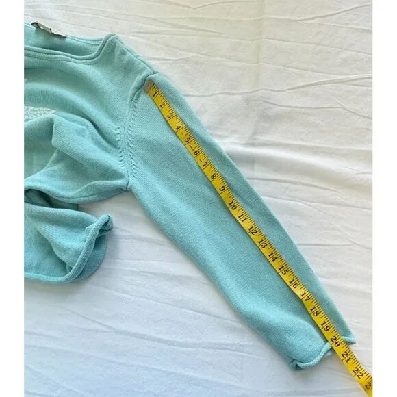 Appleseeds Petites Starfish Sweater Size PXL Turquoise Embroidered Beach Ocean - Picture 6 of 10